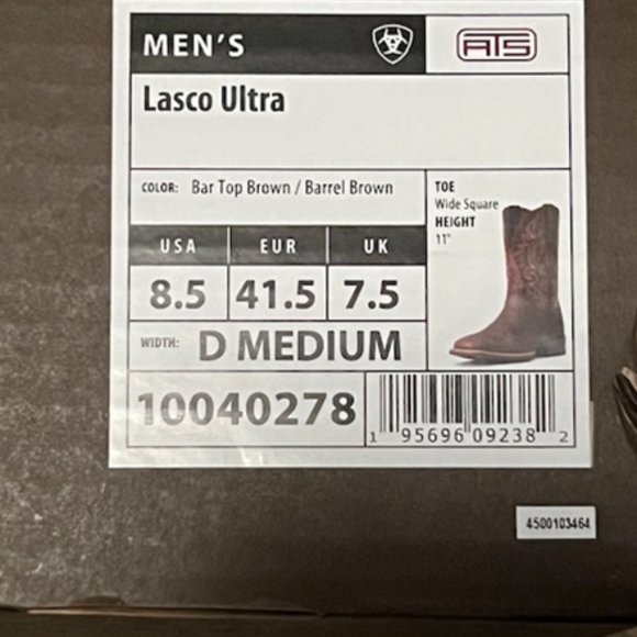 Ariat Lasco Ultra Western Boot - Mens 8.5 - Picture 3 of 3